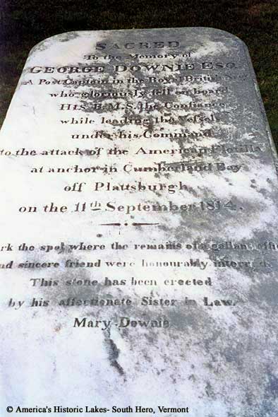 Gravestone of Captain George Downie died off Plattsburgh 11 September 1814
