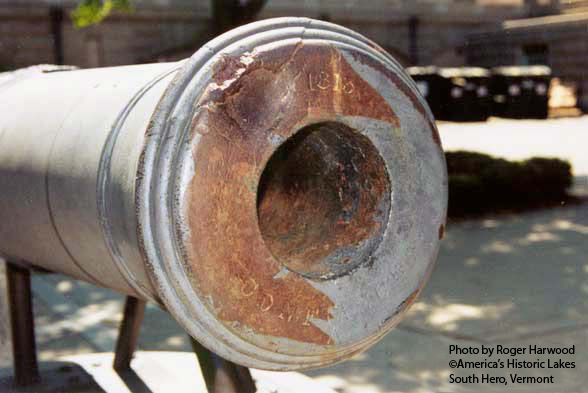 Cannon (Carronade) which killed Captain George Downie at the Battle of Plattsburgh, showing impression of shot on the muzzle